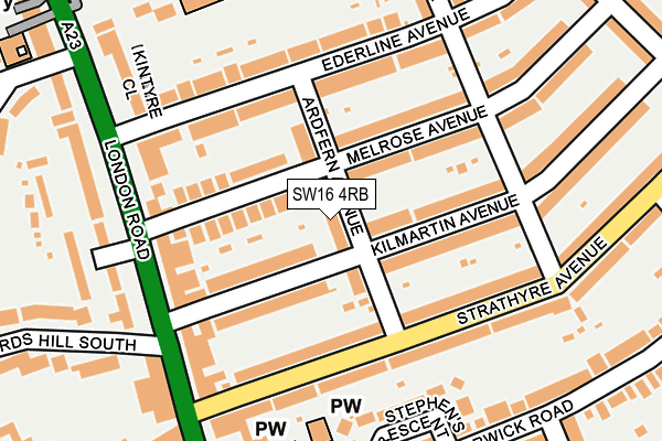 SW16 4RB map - OS OpenMap – Local (Ordnance Survey)