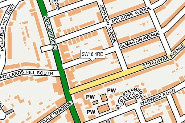 SW16 4RE map - OS OpenMap – Local (Ordnance Survey)