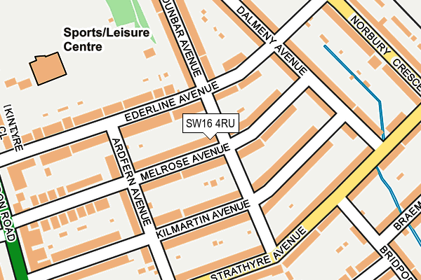 SW16 4RU map - OS OpenMap – Local (Ordnance Survey)