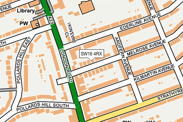 SW16 4RX map - OS OpenMap – Local (Ordnance Survey)