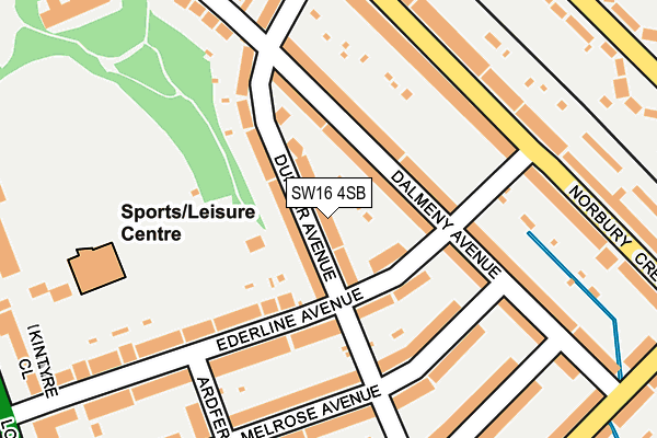 SW16 4SB map - OS OpenMap – Local (Ordnance Survey)