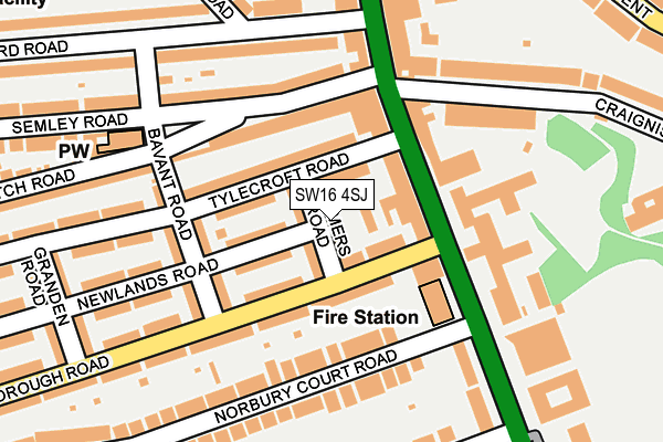 SW16 4SJ map - OS OpenMap – Local (Ordnance Survey)