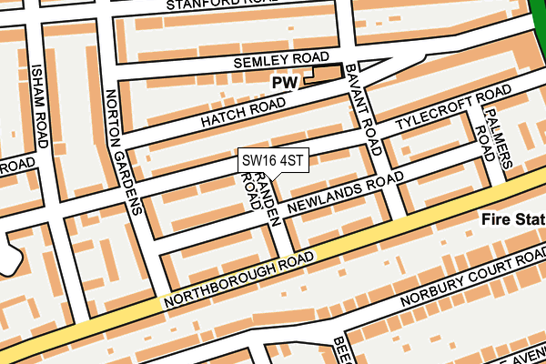 SW16 4ST map - OS OpenMap – Local (Ordnance Survey)