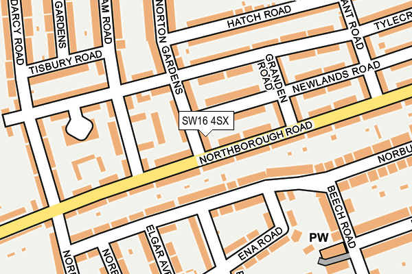 SW16 4SX map - OS OpenMap – Local (Ordnance Survey)