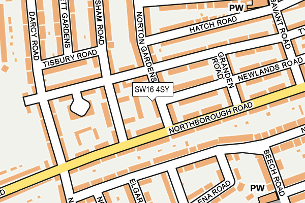 SW16 4SY map - OS OpenMap – Local (Ordnance Survey)