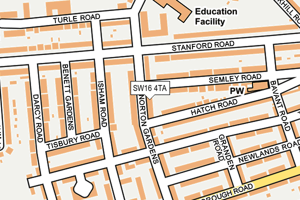 SW16 4TA map - OS OpenMap – Local (Ordnance Survey)