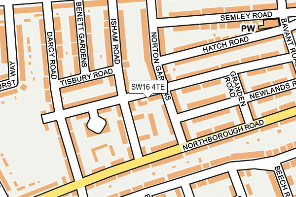 SW16 4TE map - OS OpenMap – Local (Ordnance Survey)