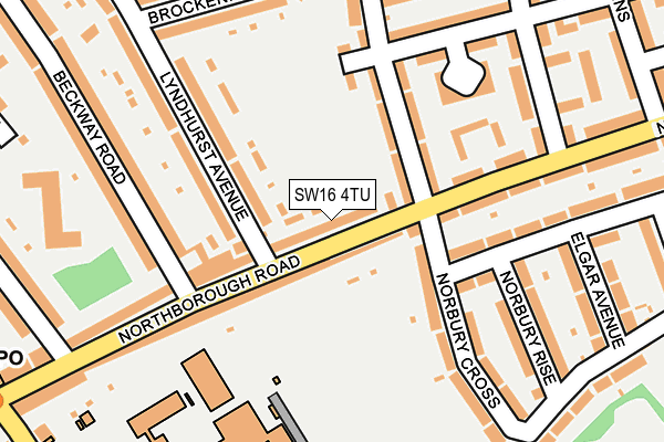 SW16 4TU map - OS OpenMap – Local (Ordnance Survey)