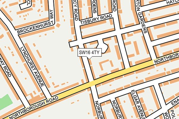 SW16 4TY map - OS OpenMap – Local (Ordnance Survey)