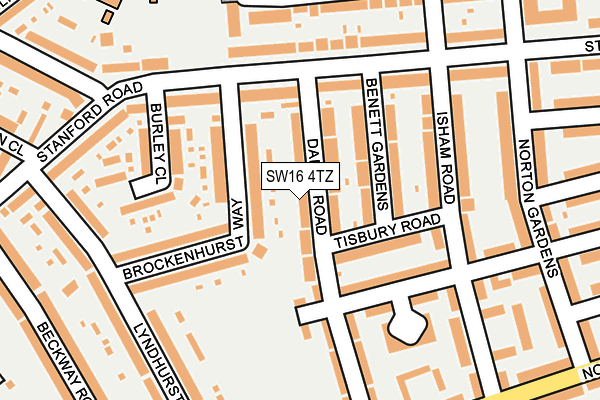 SW16 4TZ map - OS OpenMap – Local (Ordnance Survey)
