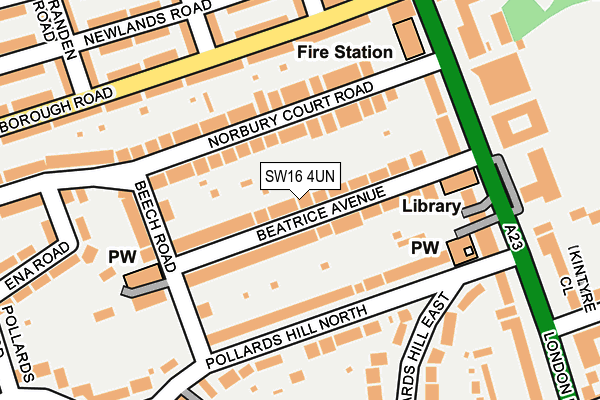 SW16 4UN map - OS OpenMap – Local (Ordnance Survey)