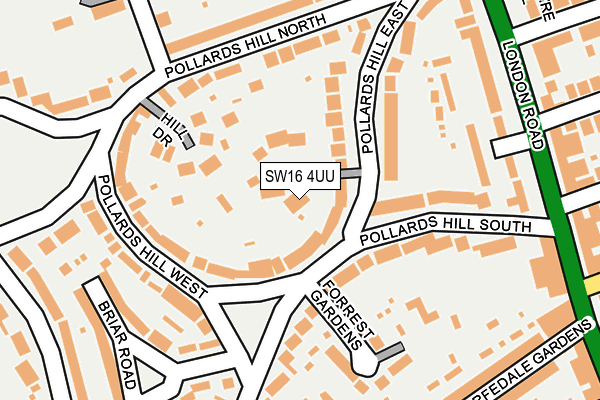 SW16 4UU map - OS OpenMap – Local (Ordnance Survey)