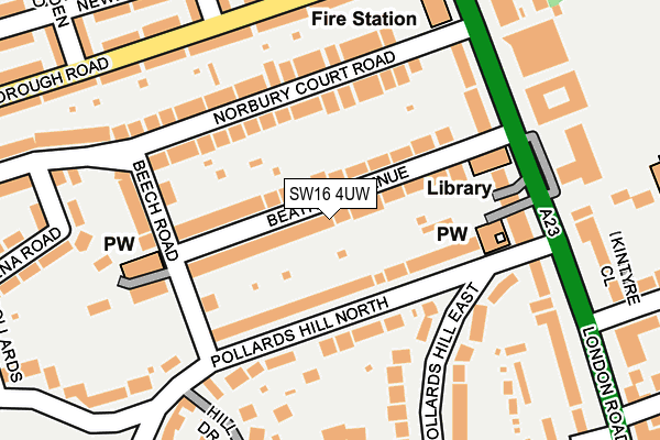 SW16 4UW map - OS OpenMap – Local (Ordnance Survey)