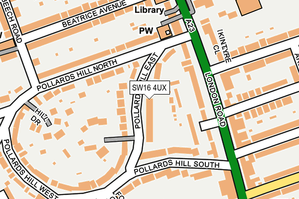 SW16 4UX map - OS OpenMap – Local (Ordnance Survey)
