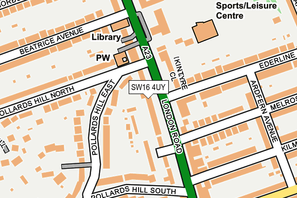 SW16 4UY map - OS OpenMap – Local (Ordnance Survey)