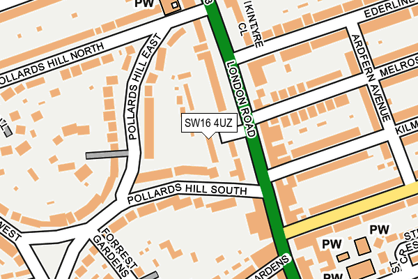 SW16 4UZ map - OS OpenMap – Local (Ordnance Survey)