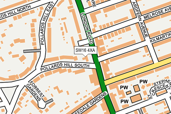 SW16 4XA map - OS OpenMap – Local (Ordnance Survey)