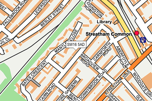 SW16 5AD map - OS OpenMap – Local (Ordnance Survey)