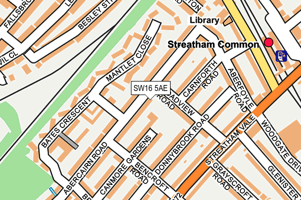 SW16 5AE map - OS OpenMap – Local (Ordnance Survey)