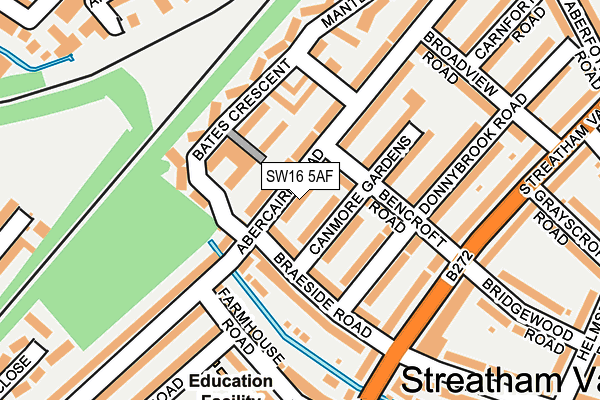 SW16 5AF map - OS OpenMap – Local (Ordnance Survey)