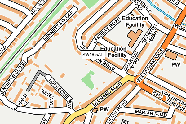 SW16 5AL map - OS OpenMap – Local (Ordnance Survey)