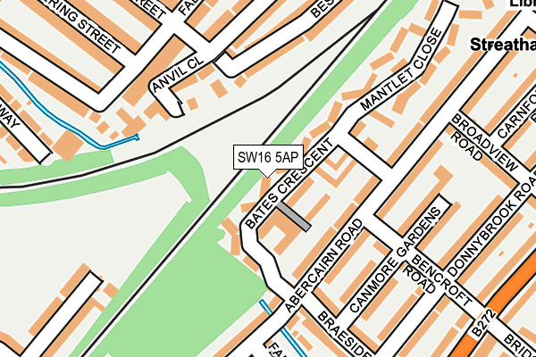 SW16 5AP map - OS OpenMap – Local (Ordnance Survey)