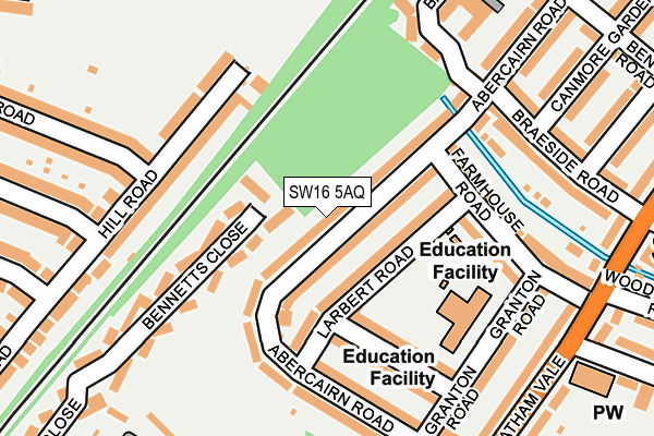 SW16 5AQ map - OS OpenMap – Local (Ordnance Survey)