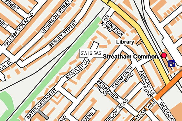 SW16 5AS map - OS OpenMap – Local (Ordnance Survey)