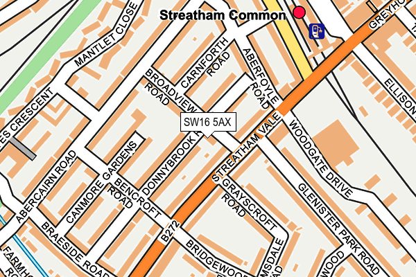 SW16 5AX map - OS OpenMap – Local (Ordnance Survey)