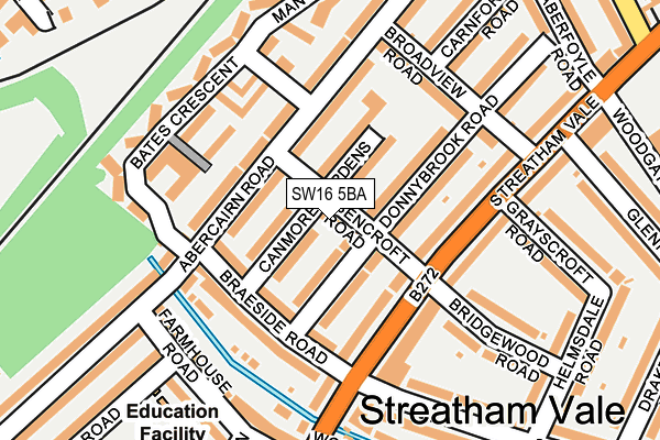 SW16 5BA map - OS OpenMap – Local (Ordnance Survey)