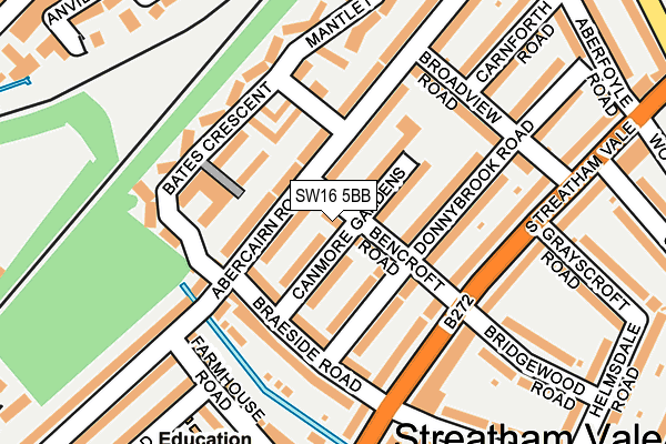 SW16 5BB map - OS OpenMap – Local (Ordnance Survey)