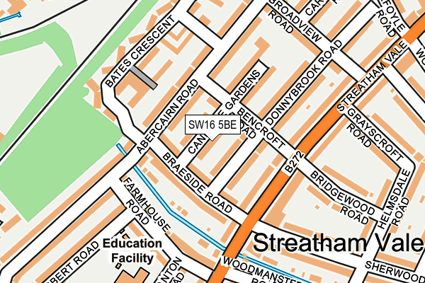 SW16 5BE map - OS OpenMap – Local (Ordnance Survey)