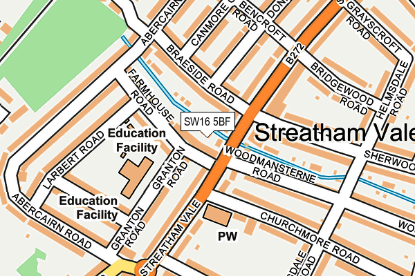 SW16 5BF map - OS OpenMap – Local (Ordnance Survey)