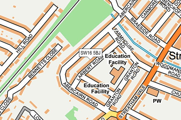 SW16 5BJ map - OS OpenMap – Local (Ordnance Survey)