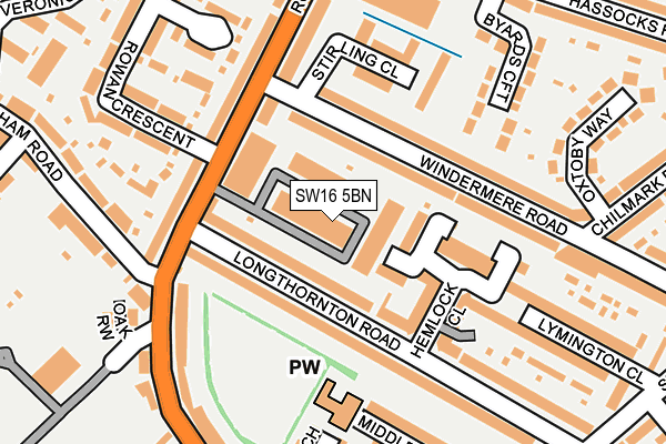 SW16 5BN map - OS OpenMap – Local (Ordnance Survey)