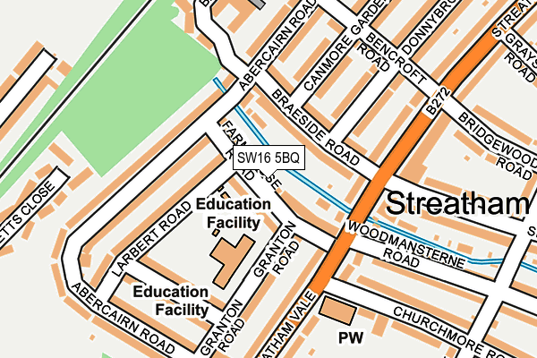 SW16 5BQ map - OS OpenMap – Local (Ordnance Survey)