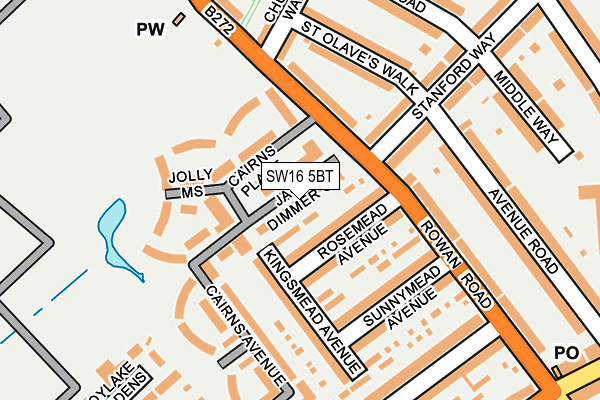 SW16 5BT map - OS OpenMap – Local (Ordnance Survey)