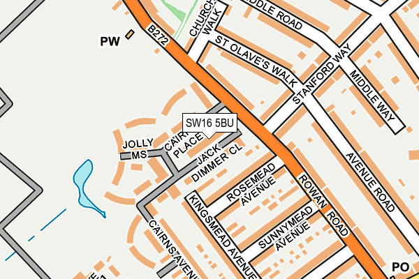 SW16 5BU map - OS OpenMap – Local (Ordnance Survey)