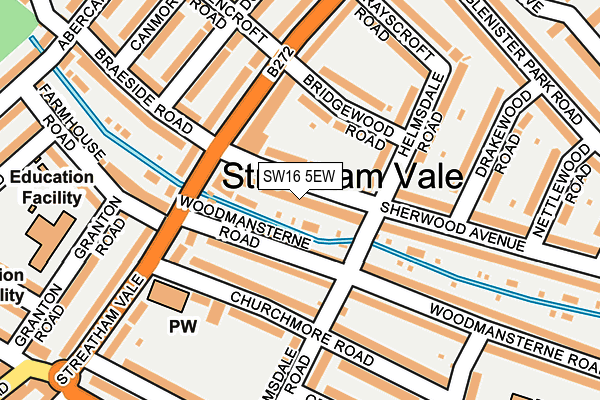 SW16 5EW map - OS OpenMap – Local (Ordnance Survey)