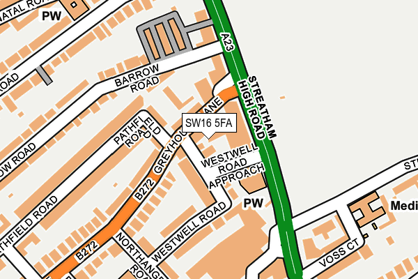 SW16 5FA map - OS OpenMap – Local (Ordnance Survey)