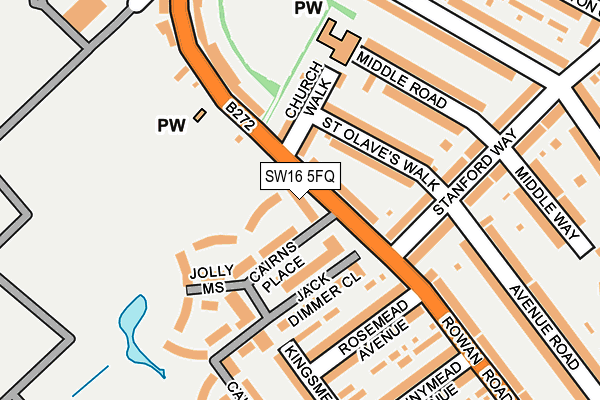SW16 5FQ map - OS OpenMap – Local (Ordnance Survey)
