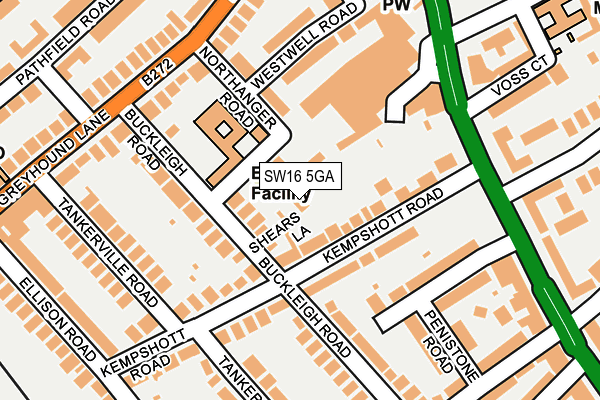 SW16 5GA map - OS OpenMap – Local (Ordnance Survey)