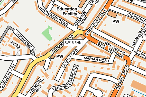 SW16 5HN map - OS OpenMap – Local (Ordnance Survey)