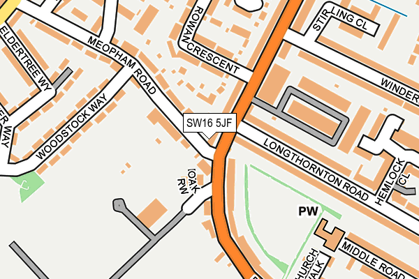 SW16 5JF map - OS OpenMap – Local (Ordnance Survey)