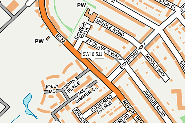 SW16 5JJ map - OS OpenMap – Local (Ordnance Survey)