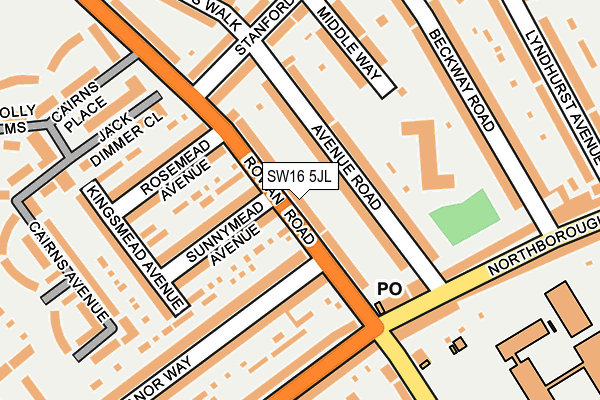 SW16 5JL map - OS OpenMap – Local (Ordnance Survey)
