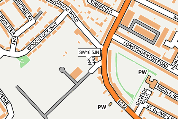 SW16 5JN map - OS OpenMap – Local (Ordnance Survey)