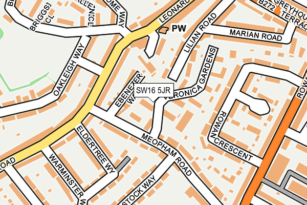 SW16 5JR map - OS OpenMap – Local (Ordnance Survey)