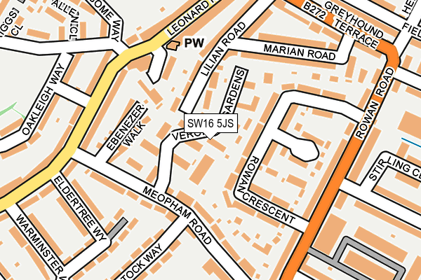SW16 5JS map - OS OpenMap – Local (Ordnance Survey)