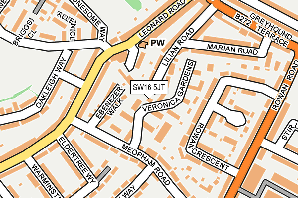 SW16 5JT map - OS OpenMap – Local (Ordnance Survey)